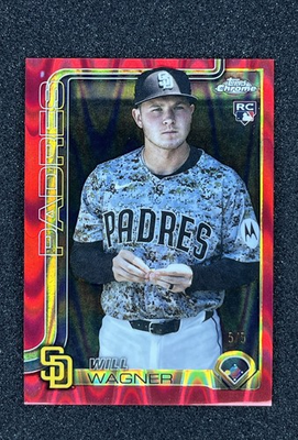 #ad 2025 Topps Chrome Update. Will Wagner #USC111 RC . Red Raywave Refractor 5. $75.00