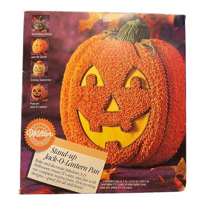 Vintage 1998 Wilton Cake Pan 3D STAND UP JACK-O-LANTERN Halloween Pumpkin - Box