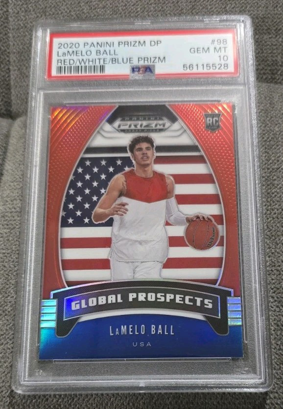 LaMelo Ball RC Red White Blue Prizm 2020 Panini Prizm PSA 10 Charlotte Hornets