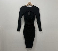 NWT Fashion Nova Green Ribbed Cut Out Long Sleeve Midi Body Con Sweater Dress M