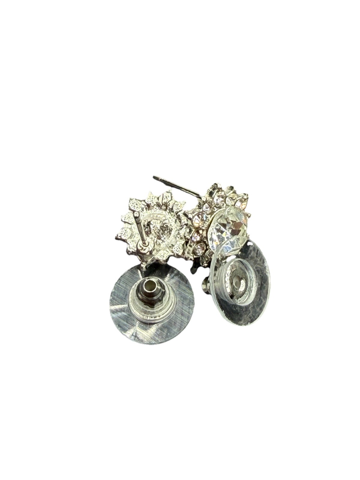 Silver Tone Clear CZ Earrings | Round Stud | Elegant Fashion JewelrySilver Earring’s