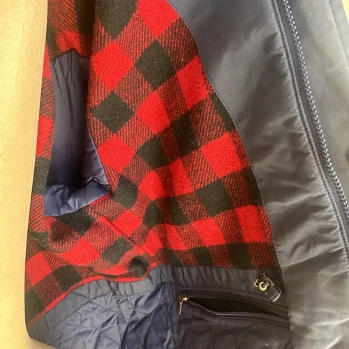 LL Bean Parka VTG Jacket Mens M Baxter State  Maine Coat Plaid Lined Blue Wool image 4