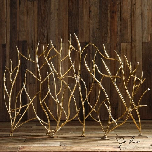 Uttermost 18796 Gold Branches 48.43 inch Bright Gold Leaf Fireplace Screen - Picture 1 of 2