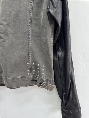ksubi mens denim jacket wild dog leather grey extra small xs | eBay