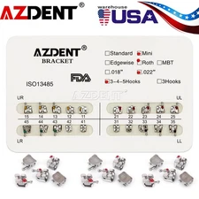 20pcs AZDENT Dental Orthodontic Metal Brackets Braces Mini Roth.022 Hooks 345