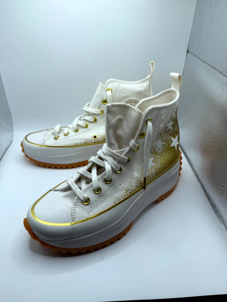 Converse Run Star Hike Platform High Gold & Embroidered Stars W