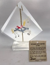 Vintage Wald Crystalline Acrylic Sculpture Carousel Horse Signed Atlanta GA
