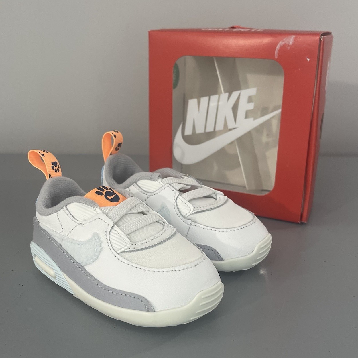 PONY Scarpe culla Nike bambino Air Max 90 taglia 4C Pawprints bianco blu DR0406 100