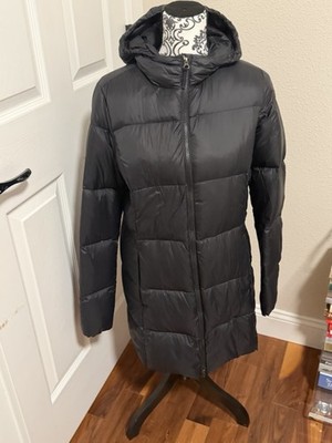 Eddie Bauer Down Jacket  Medium  Black Goose Puffer Parka EB 550 Coat Womens