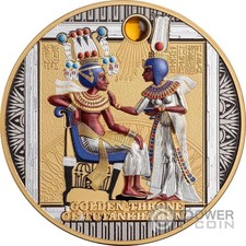 THRONE TUTANKHAMUN Gold Grandeur 3 Oz Silver Coin 3000 Francs Cameroon 2026