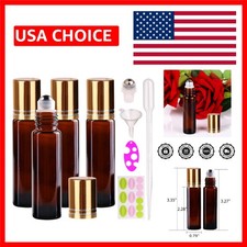 Reusable 10ml Amber Glass Roller Bottles - Perfect for Essential Oils Perfumes