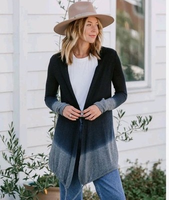 Lovestitch Dip-Dyed Light Weight Open Boho Cardigan Oversized Small