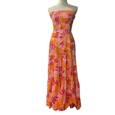 Abel the Label Anthropologie Strapless Maxi Dress Women's Size Medium Rayon