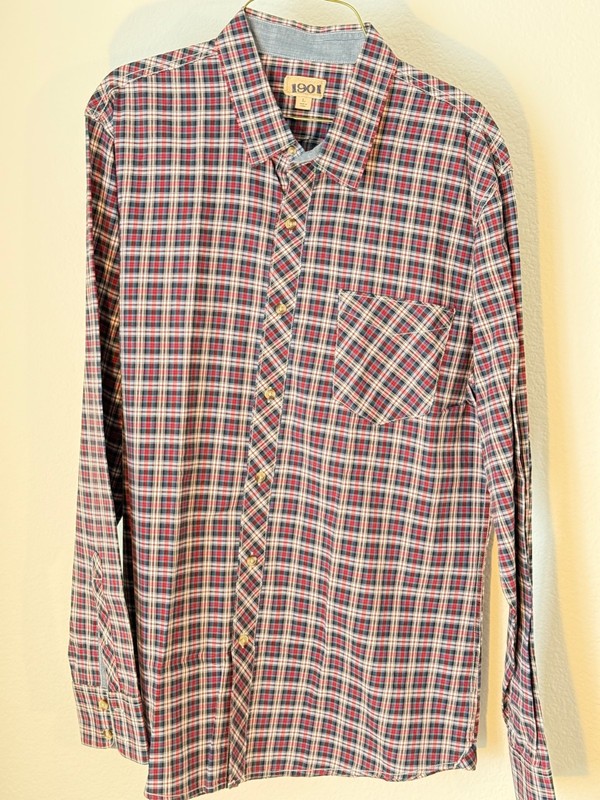 Men's 1901 long sleeve shirt plaid  Large Size