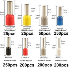 1200pcs AWG 22-7 Wire Ferrules Terminals Kit - 8 Types Ferrule Connectors - P...