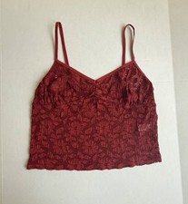 Aerie Women's Offshore Red Floral Lace Sleepwear Camisole Top Size Large