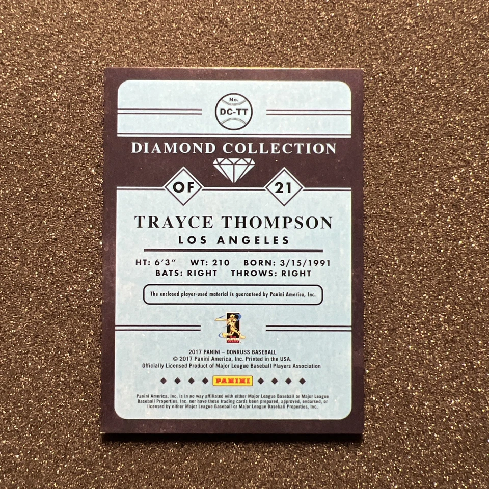 2017 Donruss TRAYCE THOMPSON #DC-TT Diamond Collection JERSEY - DODGERS  - Image 4 of 4
