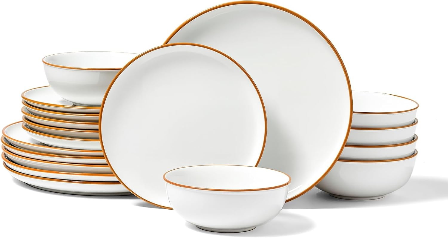 VEVOR Dinnerware Set, Service for 6 (18 PCS), Round Plates and Bowls Sets, Scrat