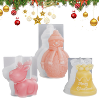 3 StüCk 3D Silikonform Weihnachten, Silikonform Weihnachten Kerzen Set, Silikonf