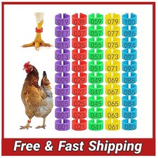 100 Pcs Identification Leg Rings with Numbers for Chickens Roosters Hens Pigeon
