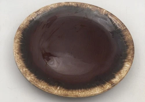 Vintage Hull USA Brown Drip Ridge Back 6.5" Dessert Pie Plate