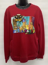 CivilizeD Red Crew Neck Sweatshirt Party Embroidered Zip Pockets Size Large