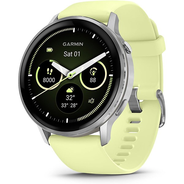 Garmin venu® 4 - 45 mm grau/silber mit schnellwechsel-silikon-armband 22 mm zitrone - Immagine 2