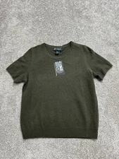 C By By Bloomingdales Sweater Womens Large Green 2 Ply Cashmere Crew Neck New