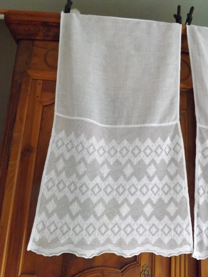 paire de rideaux, 86 cm X 48 cm chaque, ancien - Photo 2/4