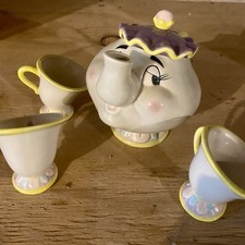 Vintage Disney Beauty and the Beast Toy China Tea Set Mrs. Potts  Chip 6 pc