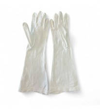 Vintage Van Raalte White Fabric Opera Gloves Long Formal Evening 1950s NWT