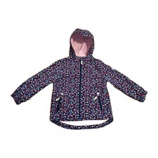 🤗 Softshelljacke Gr. 116 Topolino dunkelblau m. bunten Blüten & rosa Fleecefutt