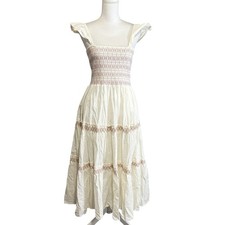 Madewell Lucie Smocked Tiered Midi Dress Size Small Cottage Core Coquette