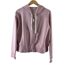 J.Crew Vintage Fleece Full Zip Hoodie Womens XL Dusty Rose Pink Cotton Slub