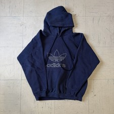 Vintage Adidas Trefoil 80s 90s Embroidered Spell Out Hoodie Sweatshirt Large