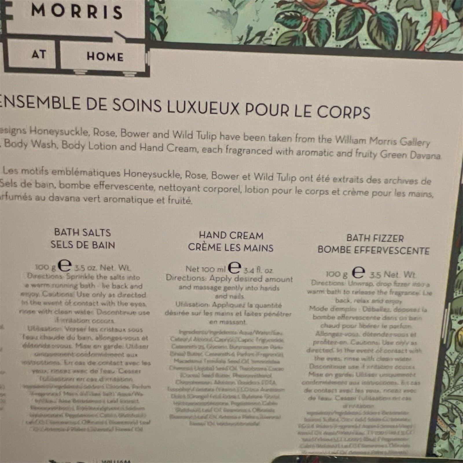 WILLIAM MORRIS AT HOME-Luxury Rose Body Care Gift, 5-Set| Green Davana