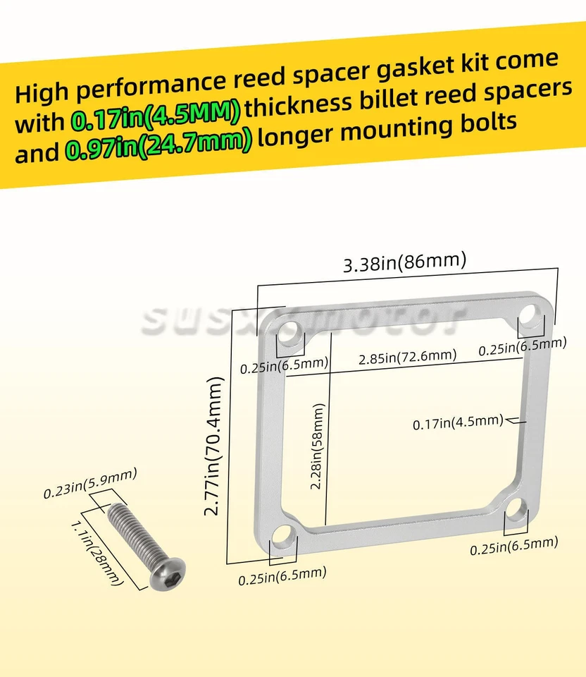 For 97-06 Yamaha SRX 600 700 Performance Reed Spacer Kit Viper Vmax XTC Venture Foto 3 de 4