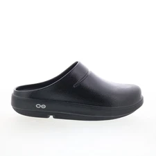 Oofos Oocloog Matte 1200 Mens Black Leather Clogs Slippers Shoes