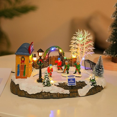 Christmas Music House Ice Hockey Decorative Ornament Desktop Decors for Home - Picture 7 of 8