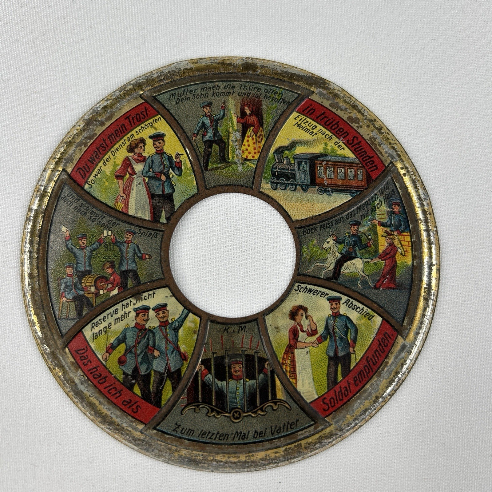 Pre WWI German Flask Metal/Glass Parole Heimat Soldier Reservist