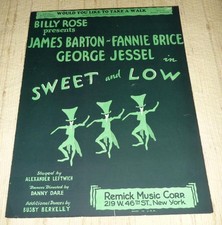 George Jessel, Fannie Brice, James Barton Sheet Music - Sweet and Low