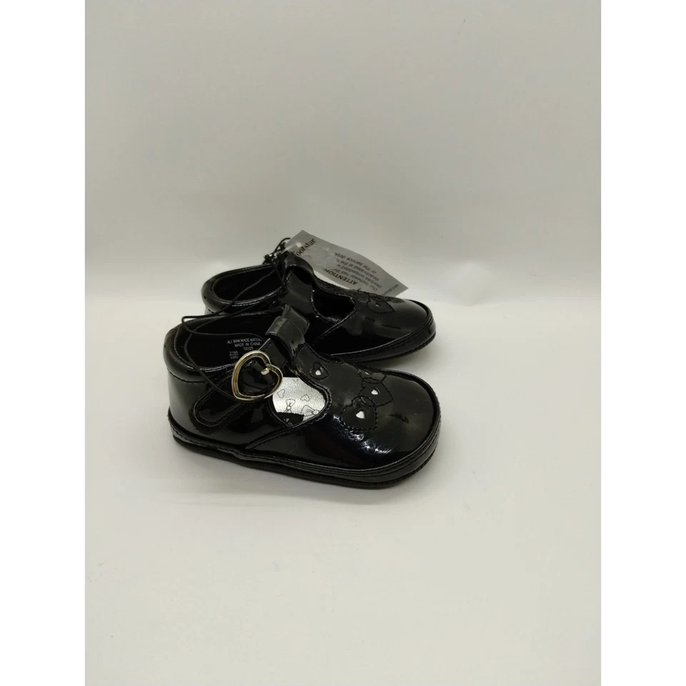 Zapatos de bebé vintage de cuero negro Sesame Street talla 2 - Zapatos para muñeca de 4,5" de largo Foto 2 de 4