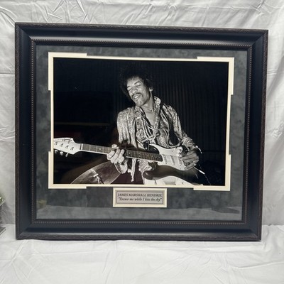 Jimi Hendrix Framed Photo Display ExcuseMeWhile I Kiss The Sky Memorabilia 24x28
