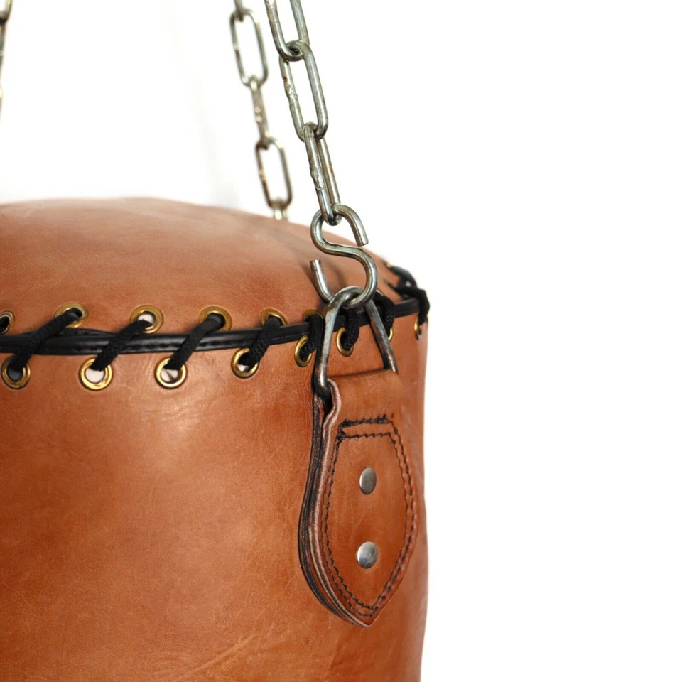 Boxsack Leder Vintage 100 cm – Handgemacht – Ungefüllt + Kette – Retro Design - Bild 3 von 3
