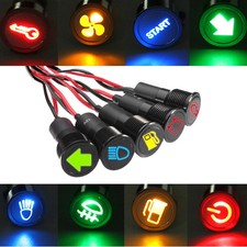 12mm Warning Pilot Light Led Dash Panel Indicator Lamp Car 12v
