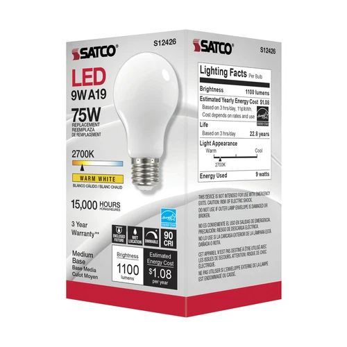 Satco S12426 LED Filament Bulb 120V 11W A19 Medium E26 Soft White 2700K Warm - Picture 4 of 6
