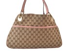 Authentic GUCCI Eclipse Shoulder Tote Bag GG Canvas Leather 121023 Brown 1292M