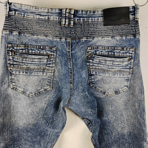 XRAY Jeans Herren 34 x 30 Moto Biker Style Distressed Denim Blau Jeans Stretch - Bild 5 von 8