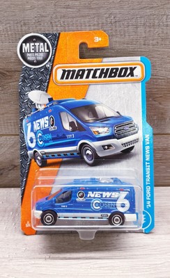 Matchbox '14 Ford Transit TV News Van 9/125 Blue/White News 6 Cosen Media Mattel