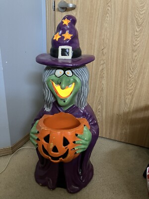 Vintage Halloween Witch Blow mold Light Up 34” Paper Magic Group